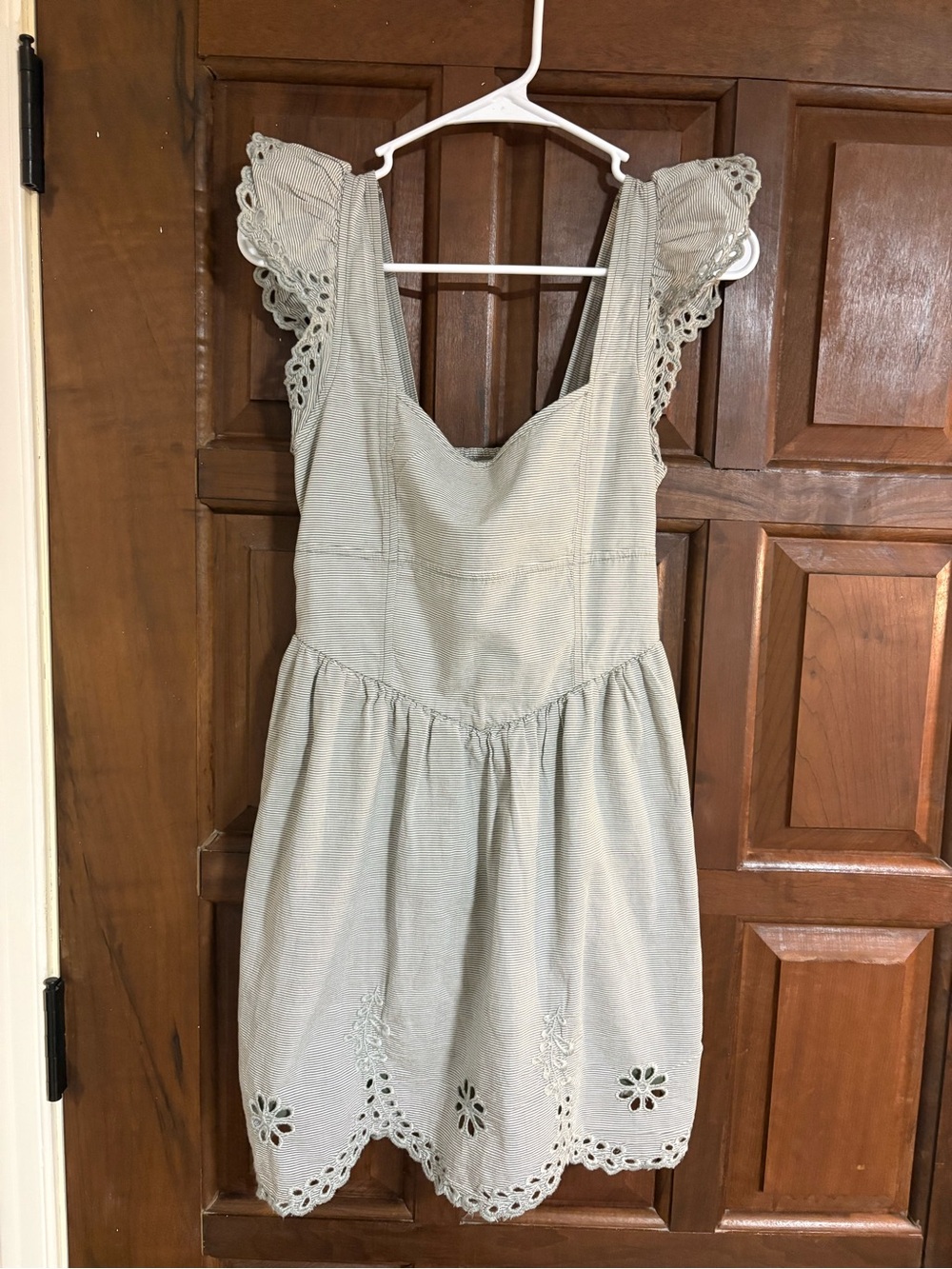 American Eagle Outfitters Light Sage Eyelet Mini Dress SM